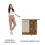 Mueble de Cocina Bajo de Esquina Agata 1 Puerta Marrón/Crema