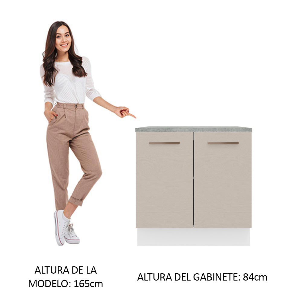 Mueble de Cocina Bajo Agata 80 cm 2 Puertas Blanco/Crema