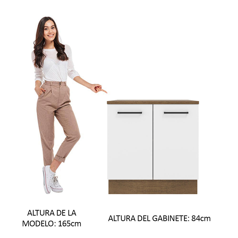 Mueble de Cocina Bajo Agata 80 cm 2 Puertas Marrón/Blanco