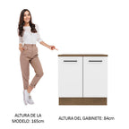Mueble de Cocina Bajo Agata 80 cm 2 Puertas Marrón/Blanco