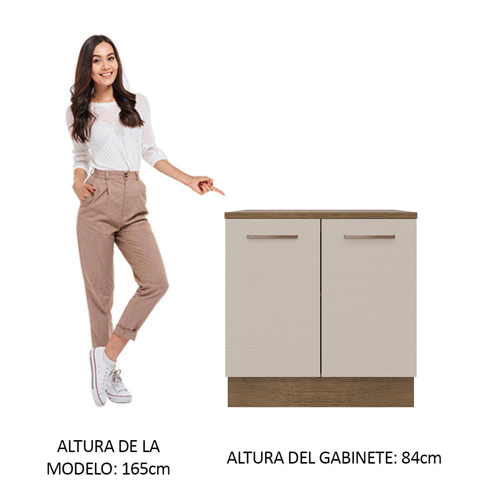 Mueble de Cocina Bajo Agata 80 cm 2 Puertas Marrón/Crema