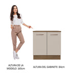 Mueble de Cocina Bajo Agata 80 cm 2 Puertas Marrón/Crema