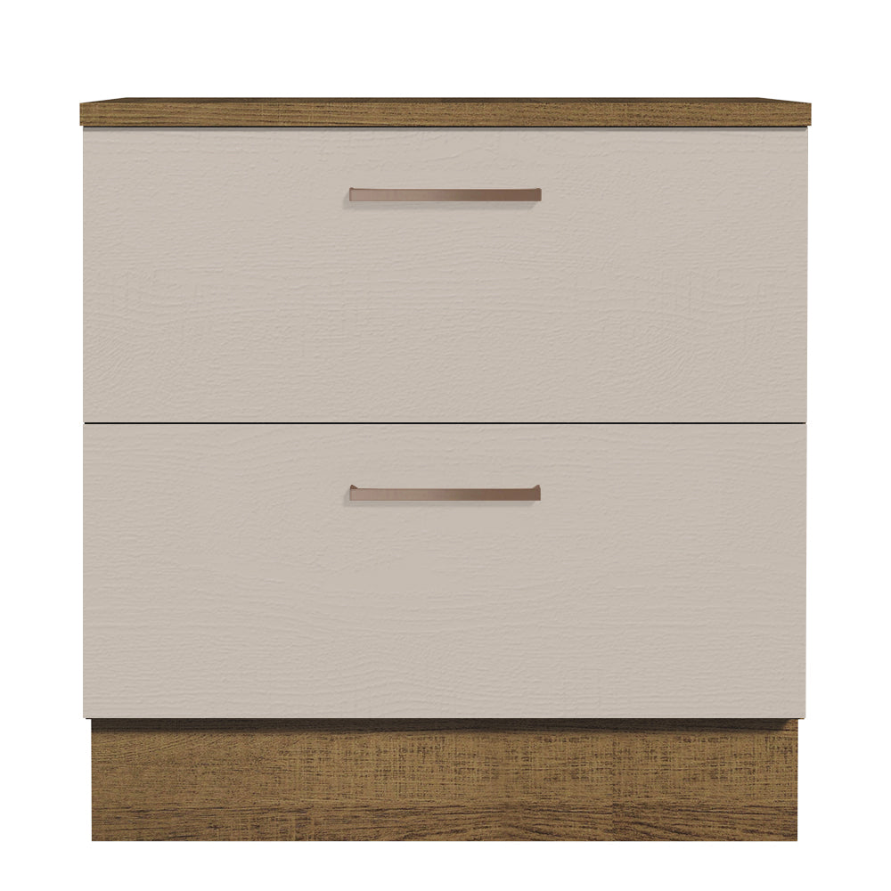 Mueble de Cocina Bajo Agata 80 cm 2 Cajones Marrón/Crema