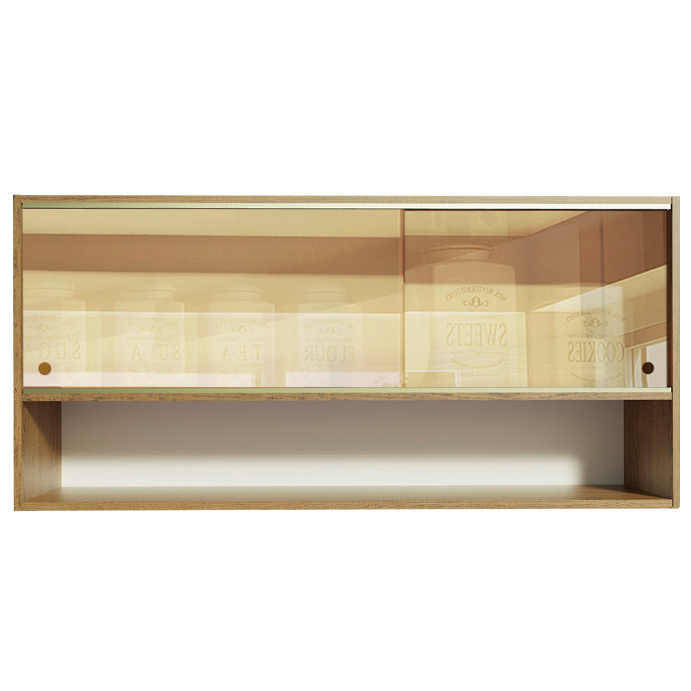 Mueble de Cocina Superior Emilly 2 Puertas Corredizas de Cristal Reflex 1 Nicho 105 cm Marrón