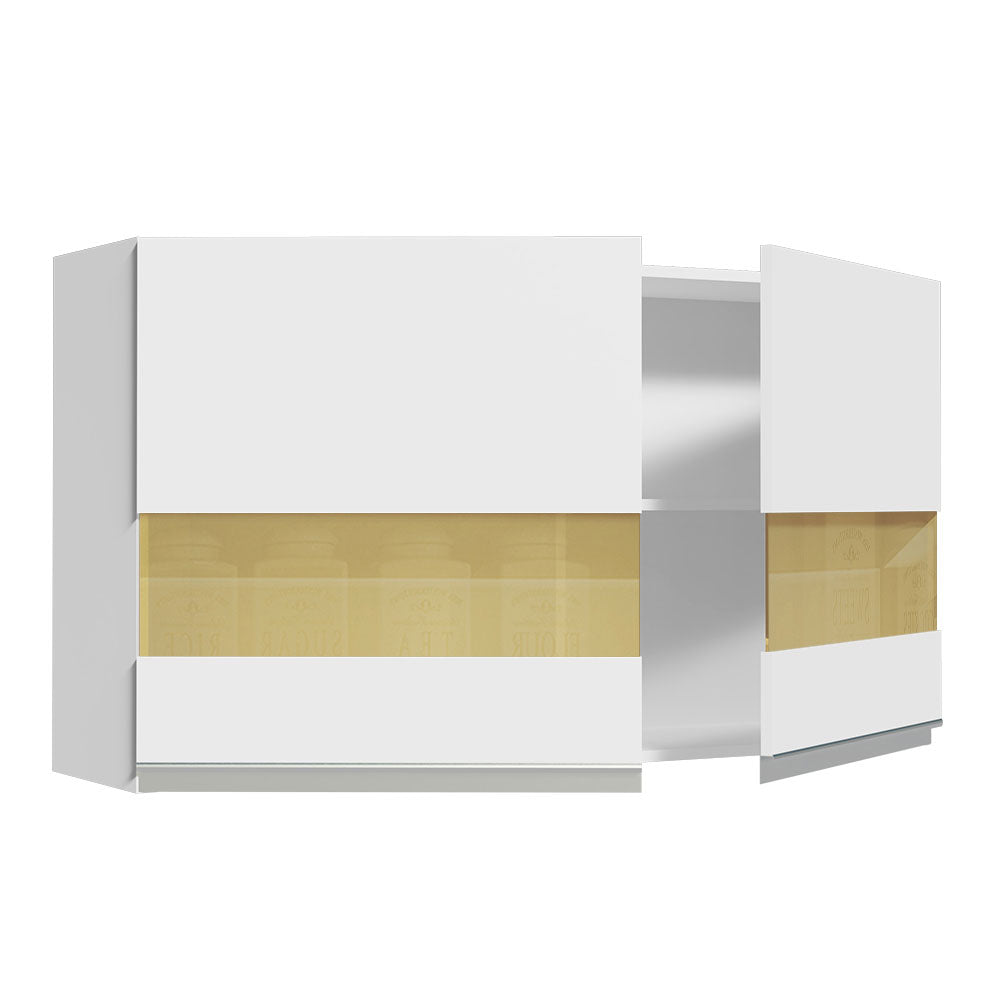 Mueble de Cocina Superior Glamy 1.20 m 2 Puertas con Cristal Reflex Blanco