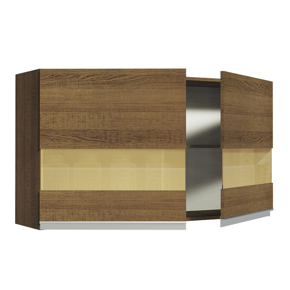 Mueble de Cocina Superior Glamy 1.20 m 2 Puertas con Cristal Reflex Marrón