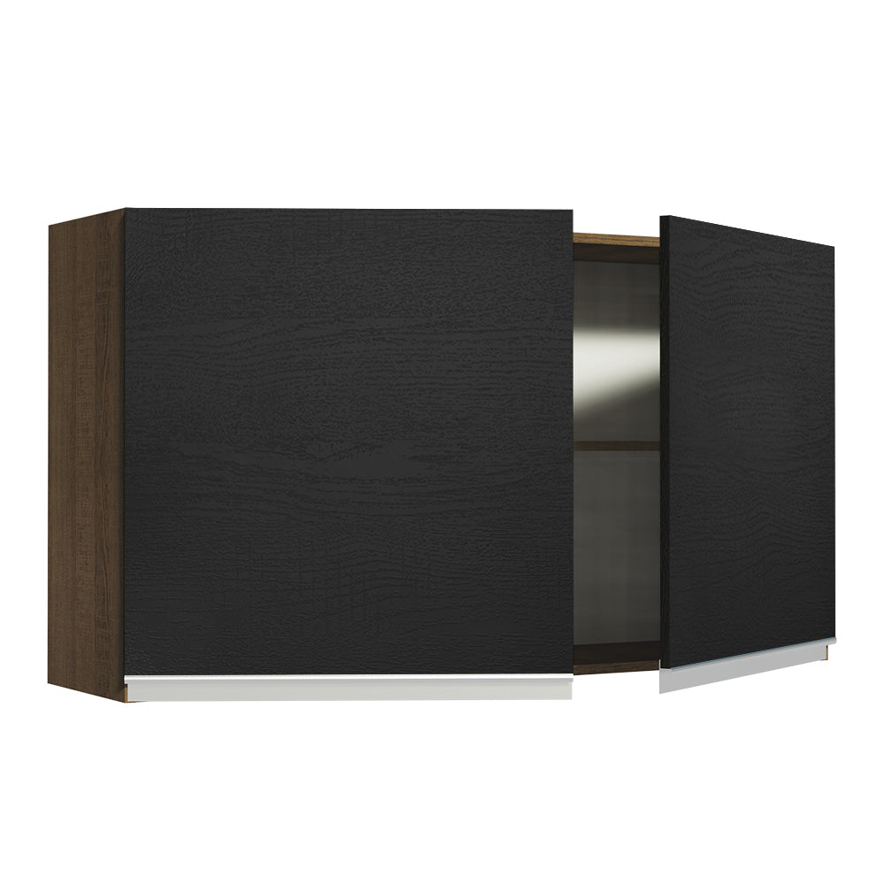 Mueble de Cocina Superior Madesa Glamy 120 cm 2 Puertas Marrón/Negro