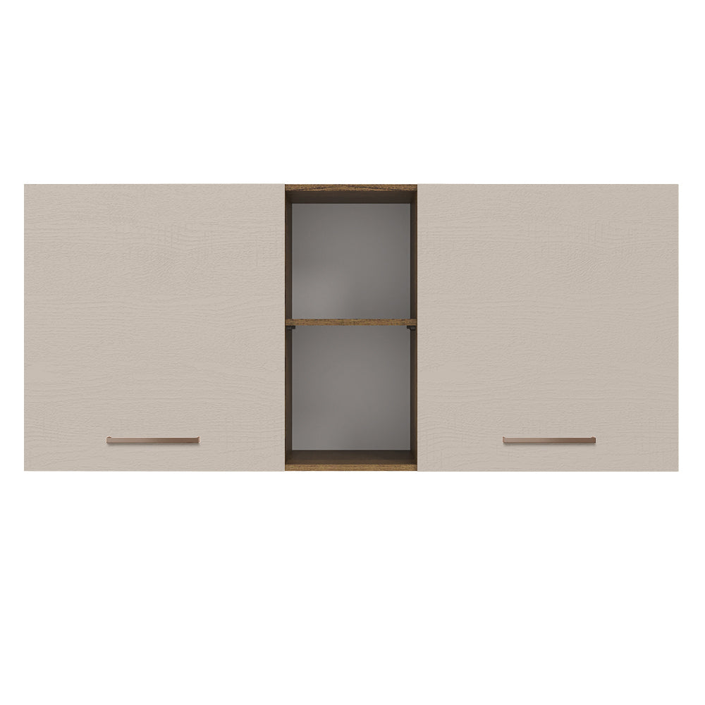 Mueble de Cocina Superior Agata 1.50 m 2 Puertas 2 Nichos Centrales Marrón/Crema
