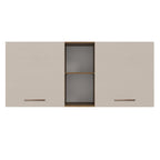 Mueble de Cocina Superior Agata 1.50 m 2 Puertas 2 Nichos Centrales Marrón/Crema