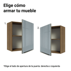 Mueble de Cocina Superior Lux 60 cm 1 Puerta con Vidrio Superpuesto Marrón/Gris