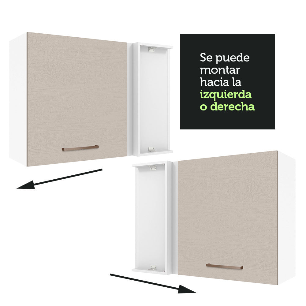 Mueble de Cocina Superior de Esquina Agata 1 Puerta Blanco/Crema