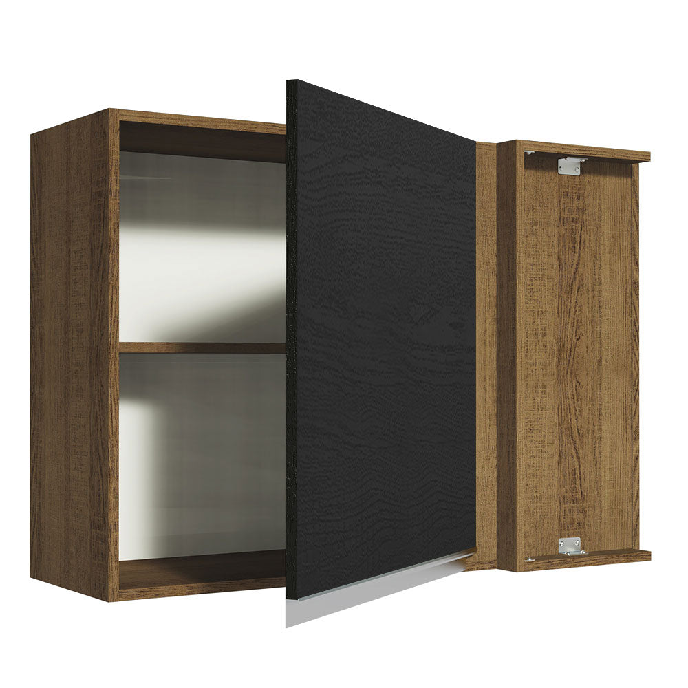 Mueble de Cocina Superior de Esquina Glamy 1 Puerta Marrón/Negro