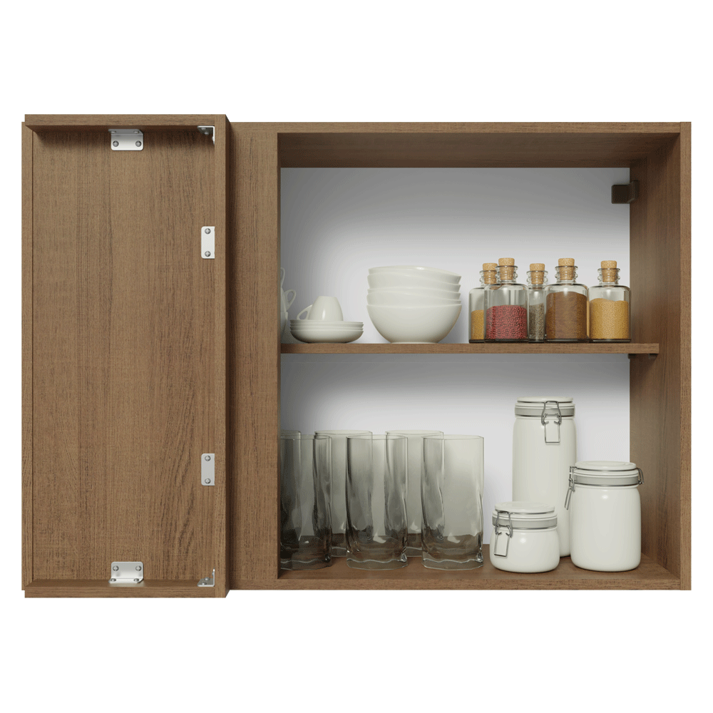 Mueble de Cocina Superior de Esquina Vik 1 Puerta Marrón/Gris