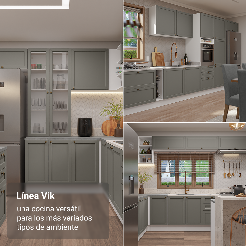 Mueble de Cocina Superior Vik 80 cm 1 Puerta Abatible Blanco/Gris