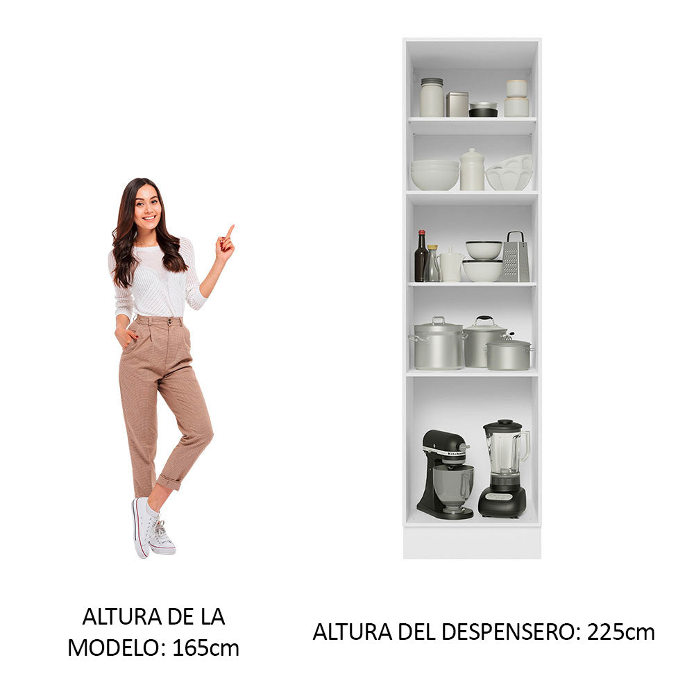 Mueble de Cocina Armario Vertical Glamy 3 Puertas Blanco/Marrón