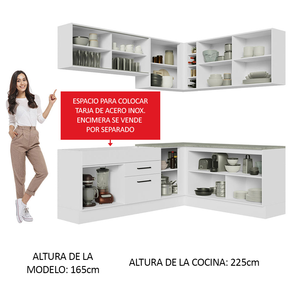 Cocina Integral de Esquina Agata 3.90 m Blanco 01