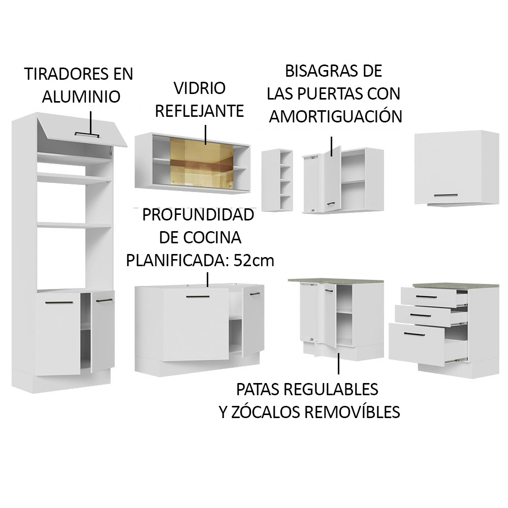 Cocina Integral de Esquina Agata 4.00 m Blanco 01