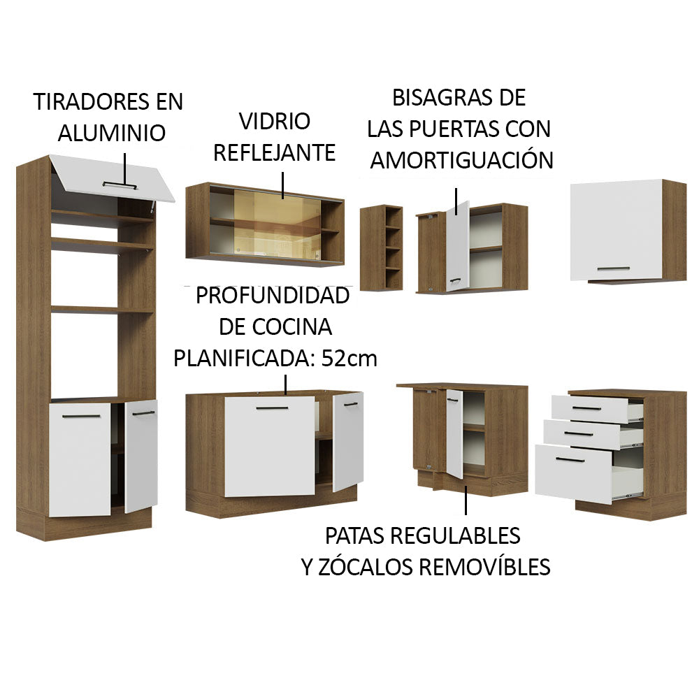 Cocina Integral de Esquina Agata 4.00 m Marrón/Blanco 01