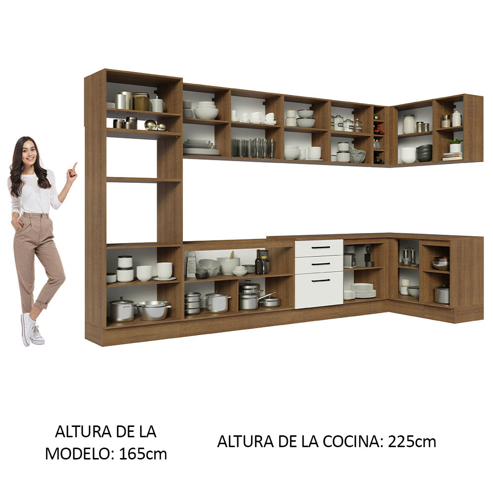 Cocina Integral de Esquina Agata 5.00 m Marrón/Blanco 01