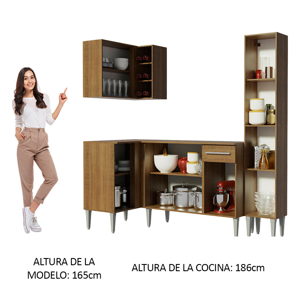 Cocina Integral de Esquina Emilly Song 2.60 m Marrón