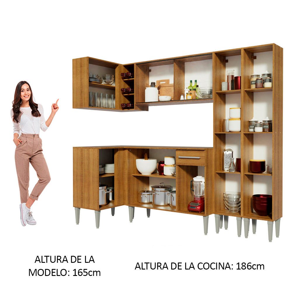Cocina Integral de Esquina Emilly Line 2.90 m Marrón