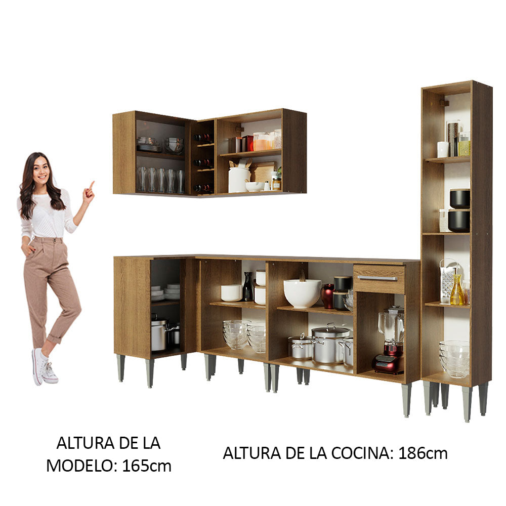 Cocina Integral de Esquina Emilly Water 3.25 m Marrón