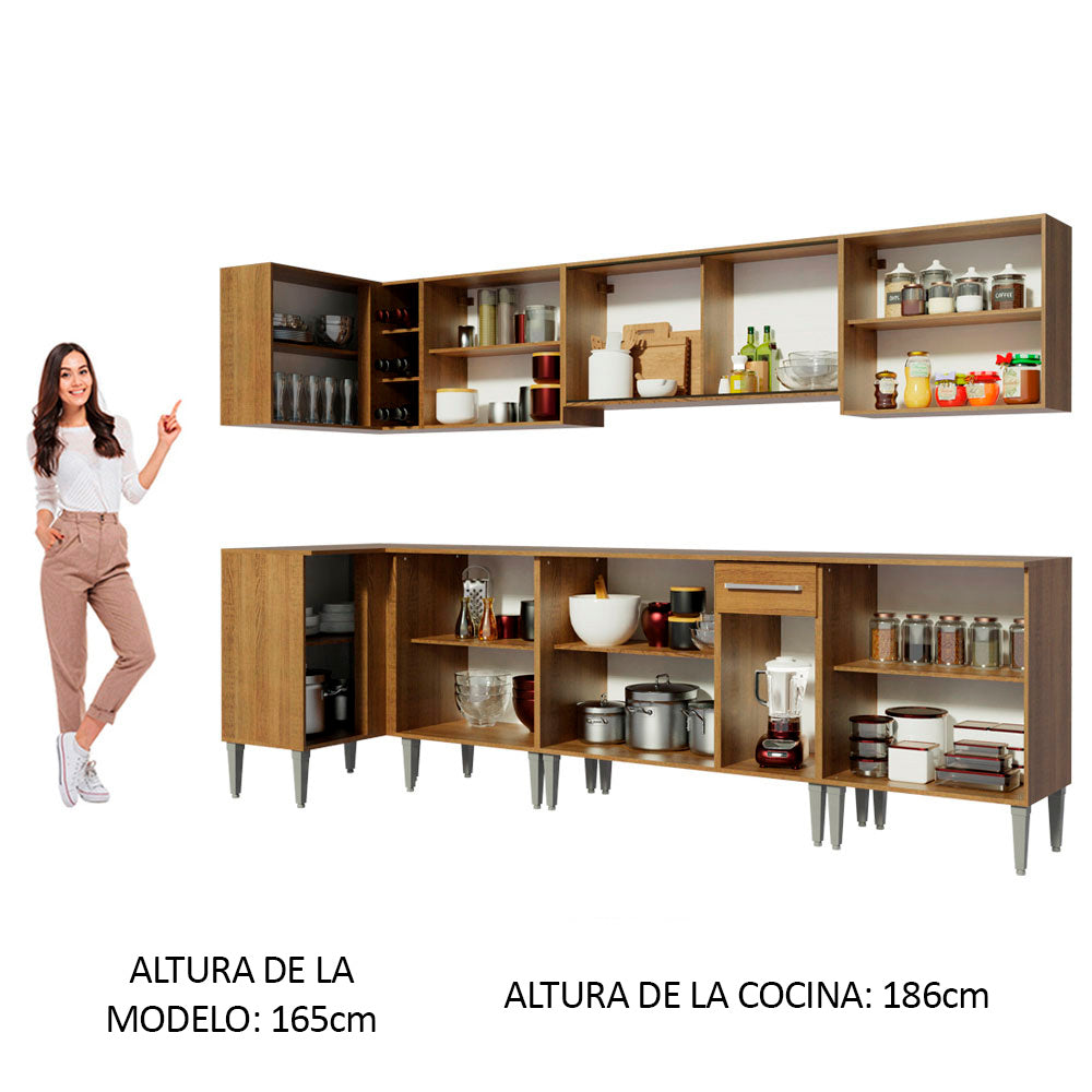 Cocina Integral de Esquina Emilly Mega 3.60 m Marrón