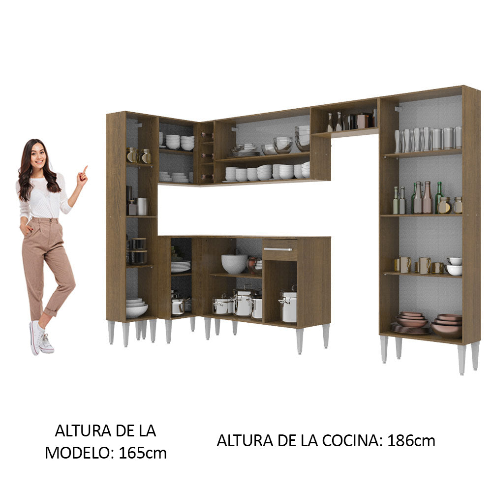 Cocina Integral de Esquina Emilly Love 3.85 m Marrón/Negro
