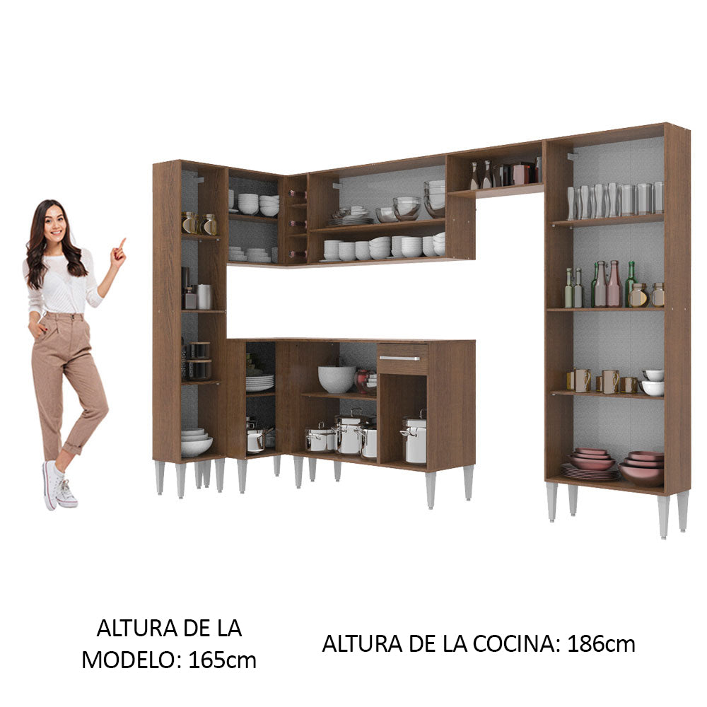 Cocina Integral de Esquina Emilly Love 3.85 m Marrón/Blanco