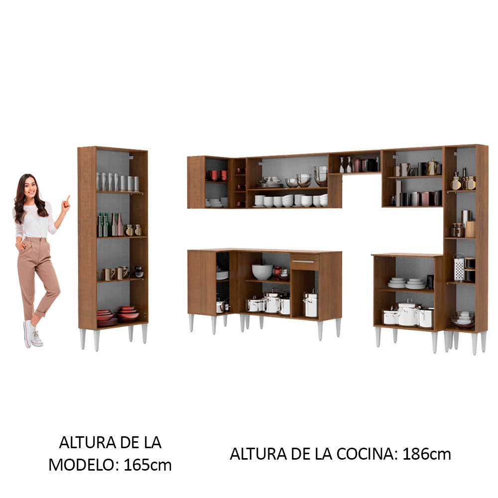 Cocina Integral de Esquina Emilly Live 5.15 m Marrón/Blanco
