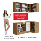 Cocina Integral de Esquina Glamy 2.70 m Marrón/Blanco 01