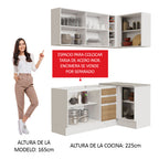 Cocina Integral de Esquina Glamy 2.70 m Blanco/Marrón 01