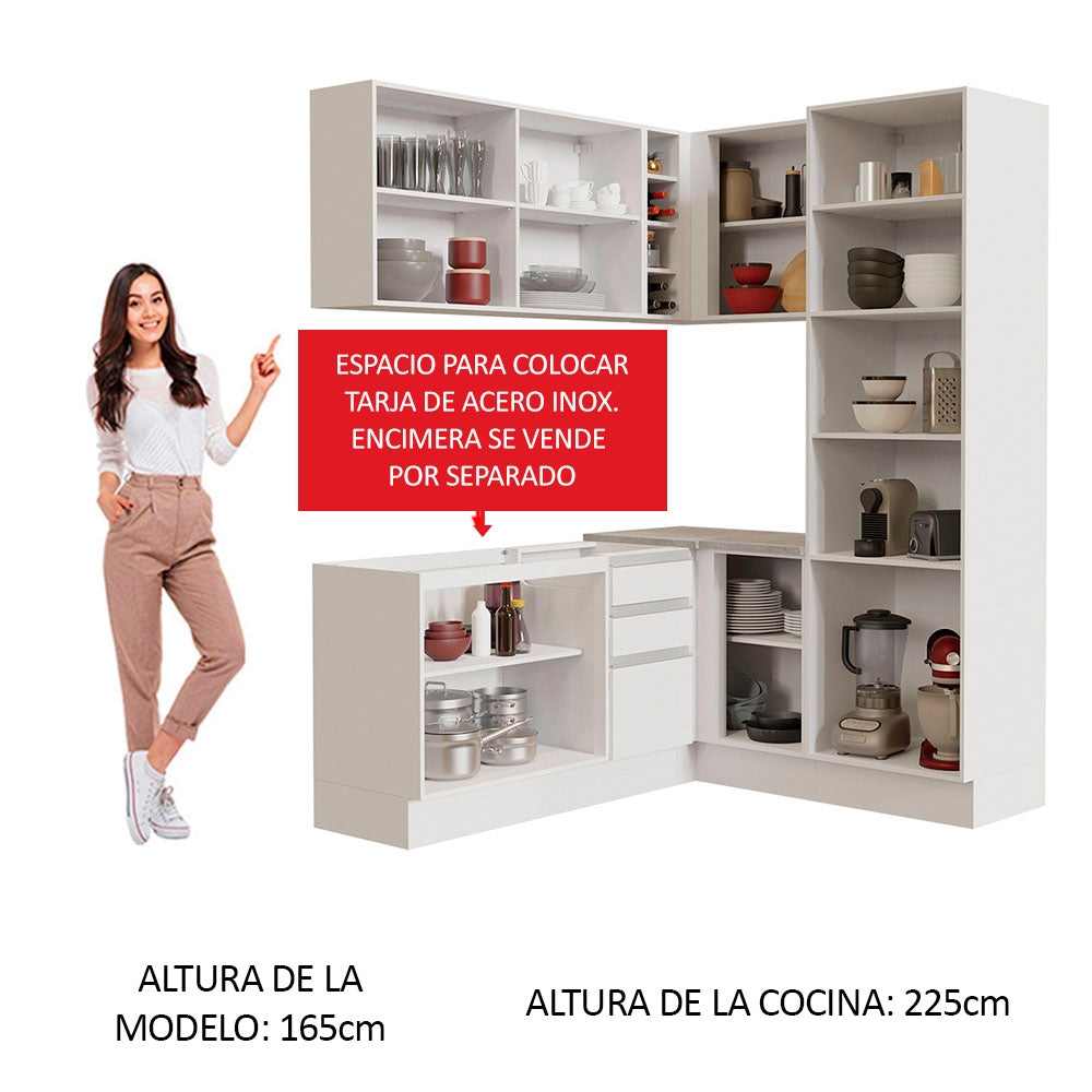 Cocina Integral de Esquina Glamy 3.30 m Blanco 01