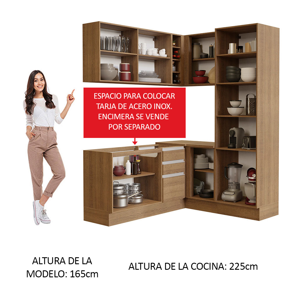 Cocina Integral de Esquina Glamy 3.30 m Marrón 01