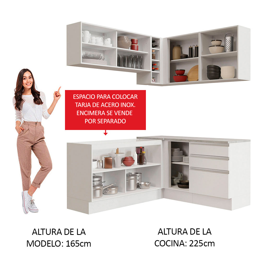 Cocina Integral de Esquina Glamy 3.30 m Blanco 02
