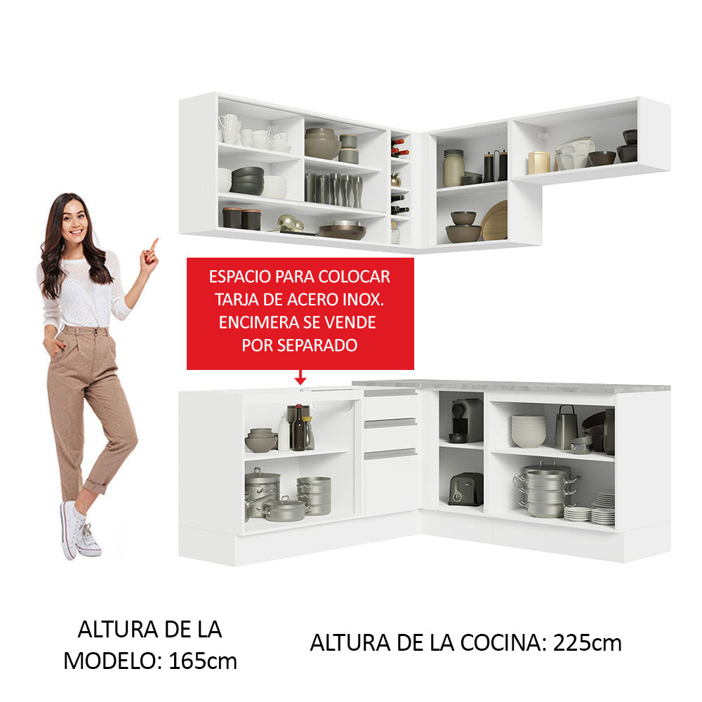 Cocina Integral de Esquina Glamy 3.50 m Blanco 02