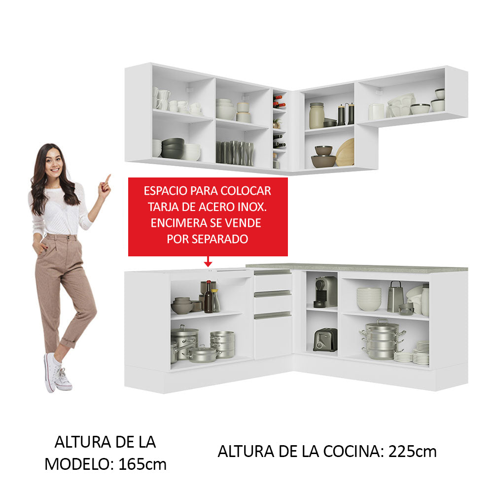 Cocina Integral de Esquina Glamy 3.50 m Blanco 03