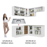Cocina Integral de Esquina Glamy 3.50 m con Mesón de Acero 02