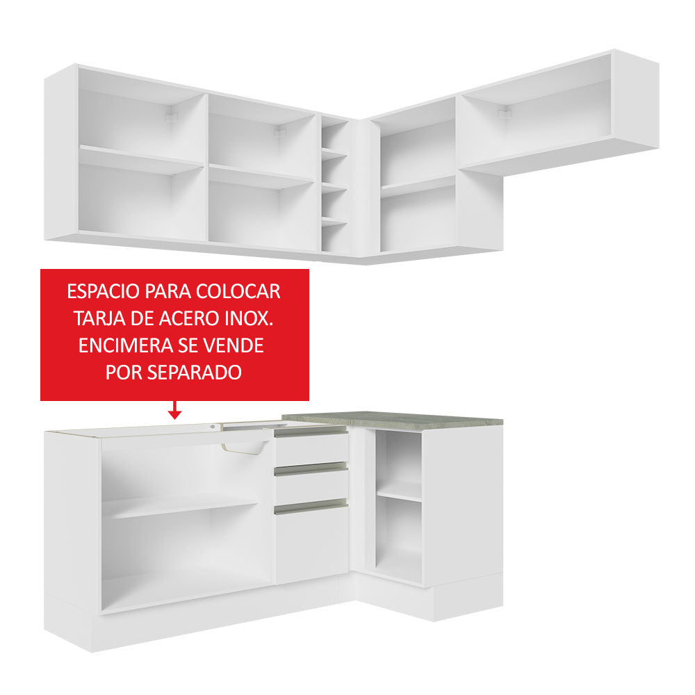 Cocina Integral de Esquina Glamy 3.50 m Blanco 07