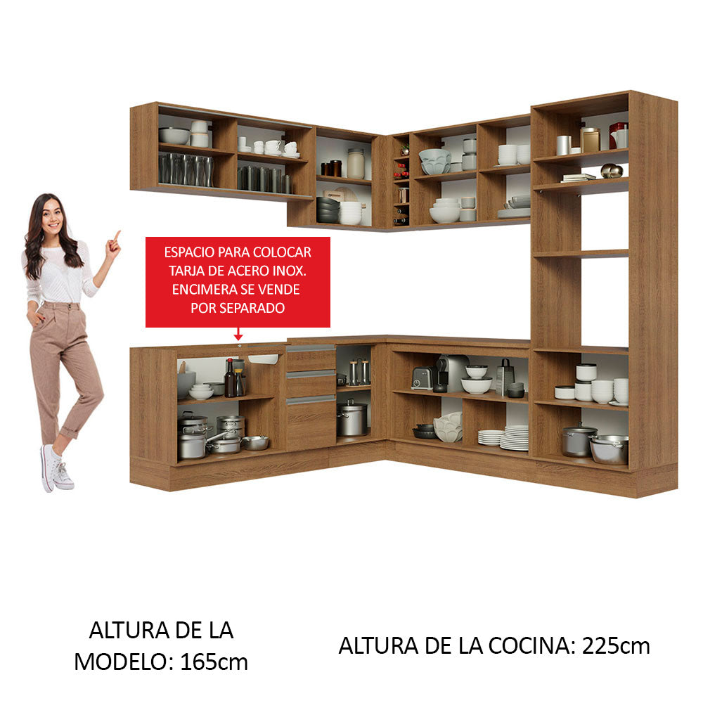 Cocina Integral de Esquina Glamy 4.60 m Marrón 01