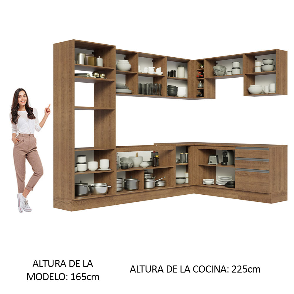 Cocina Integral de Esquina Glamy 4.80 m Marrón 01