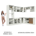 Cocina Integral de Esquina Glamy 4.80 m Blanco/Marrón 01