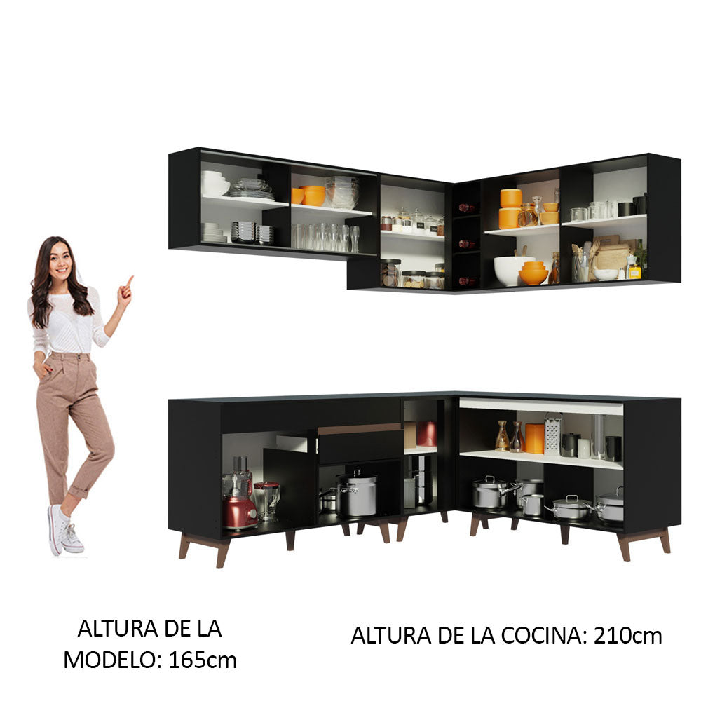 Cocina Integral de Esquina Reims 3.80 m con Encimera Negro 01