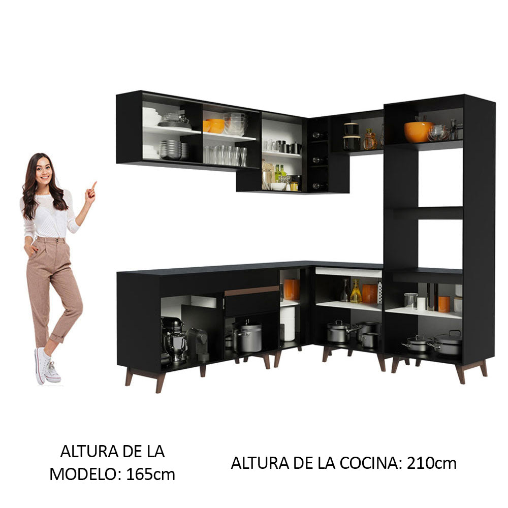 Cocina Integral de Esquina Reims 4.00 m con Encimera Negro 01