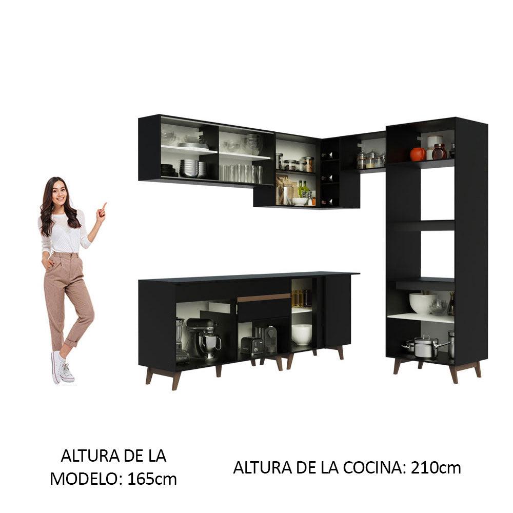 Cocina Integral de Esquina Reims 4.00 m con Encimera Negro 02