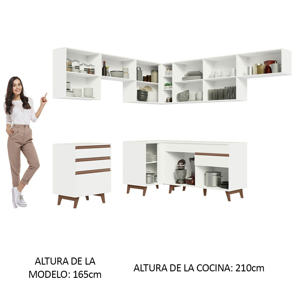 Cocina Integral de Esquina Reims 4.60 m con Encimera Blanco 03