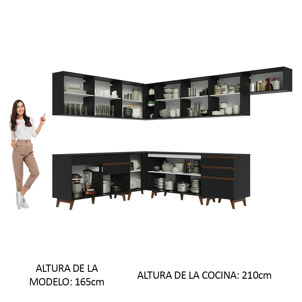 Cocina Integral de Esquina Reims 5.10 m con Encimera Negro 01