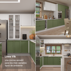 Cocina Integral de Esquina Vik 4.00 m Blanco/Verde 02