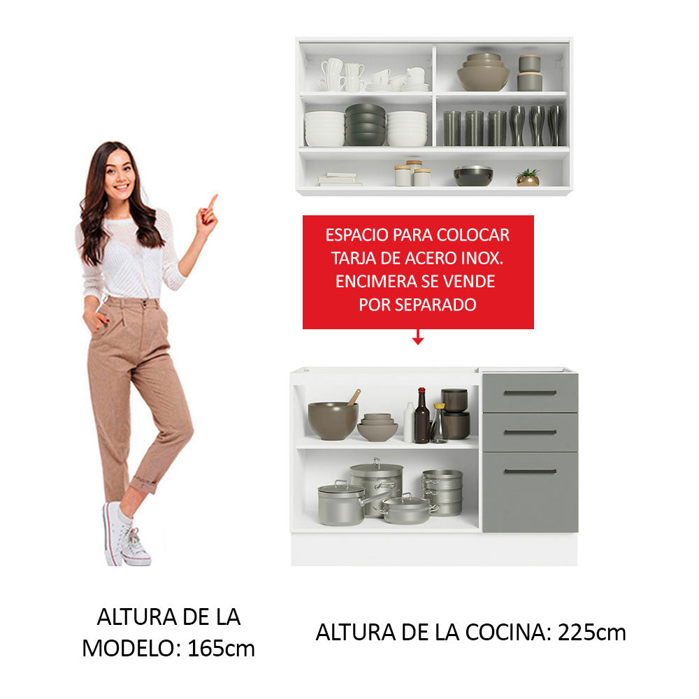 Cocina Integral Agata 1.20 Metros Blanco/Gris 02