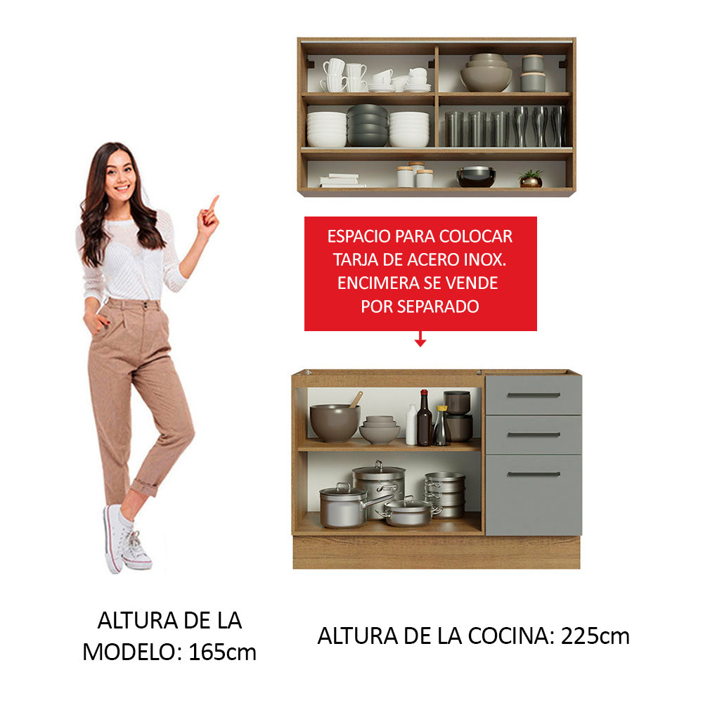 Cocina Integral Agata 1.20 Metros Marrón/Gris 02